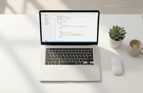 Łukasz Krawczyk - Senior Frontend Developer workspace in Kraków showing React.js and Next.js development environment with modern web technologies